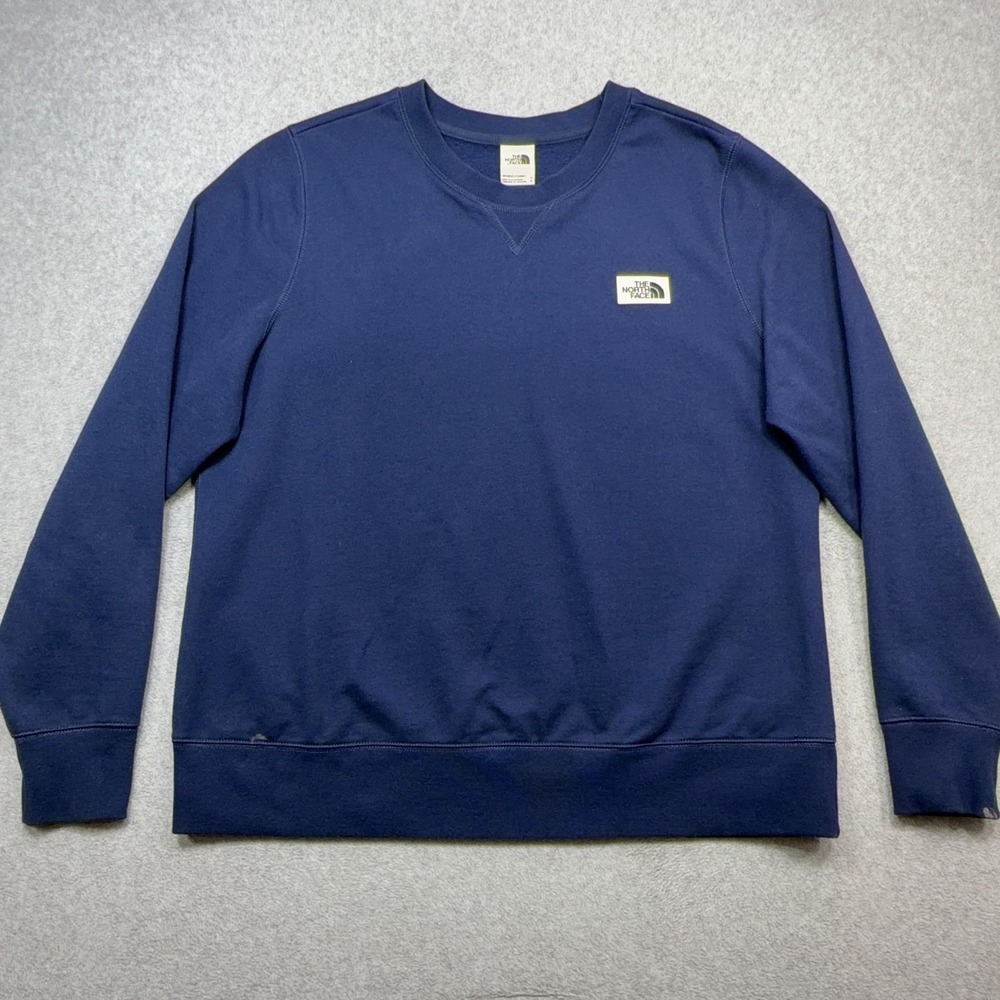 The North Face Heritage Patch Crew Sweatshirt Women 1X Plus Blue Pullover Fleece
